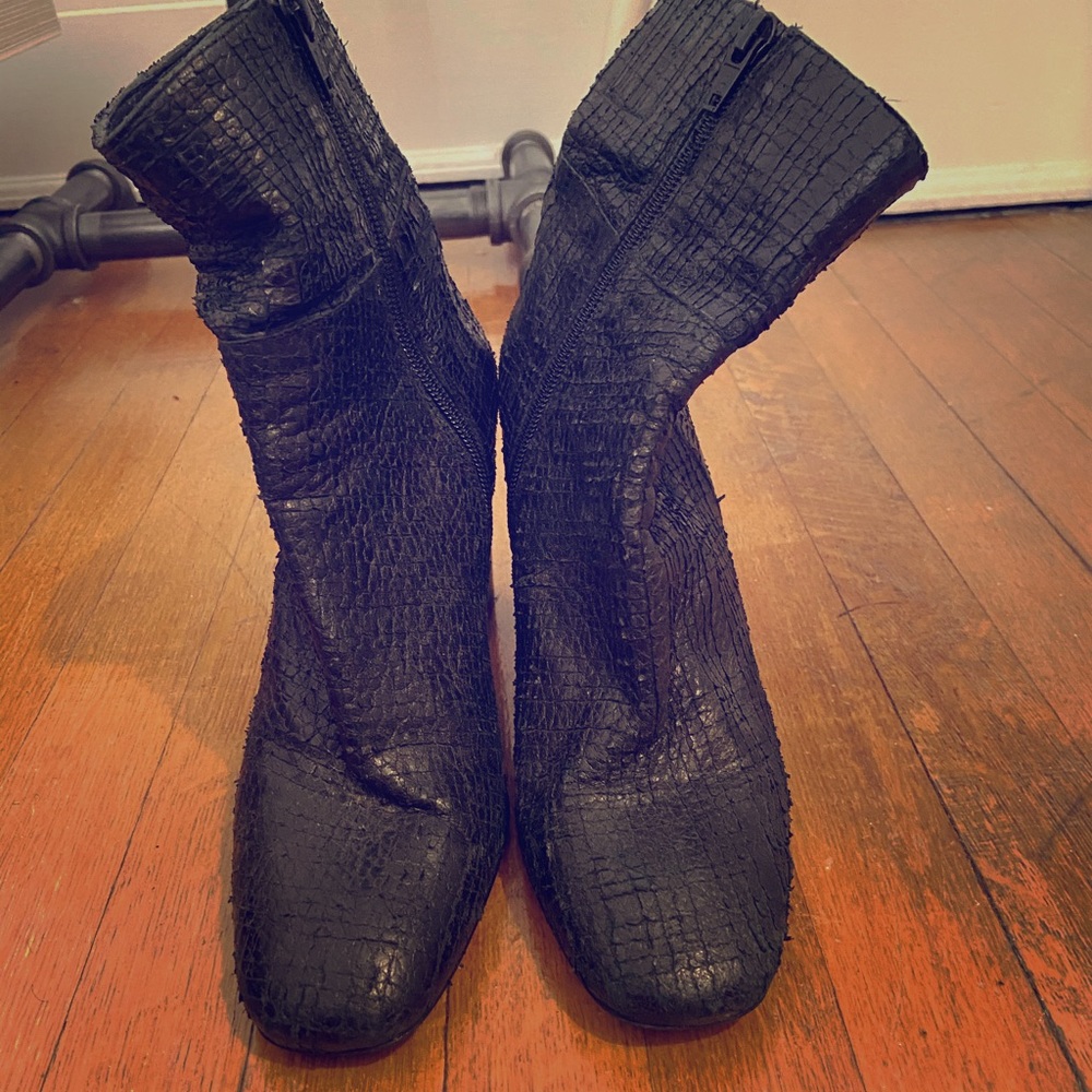 Black textured leather Free People Heels